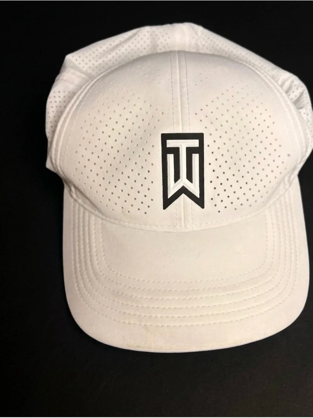 Nike White Perforated Athletic Cap with Black Logo